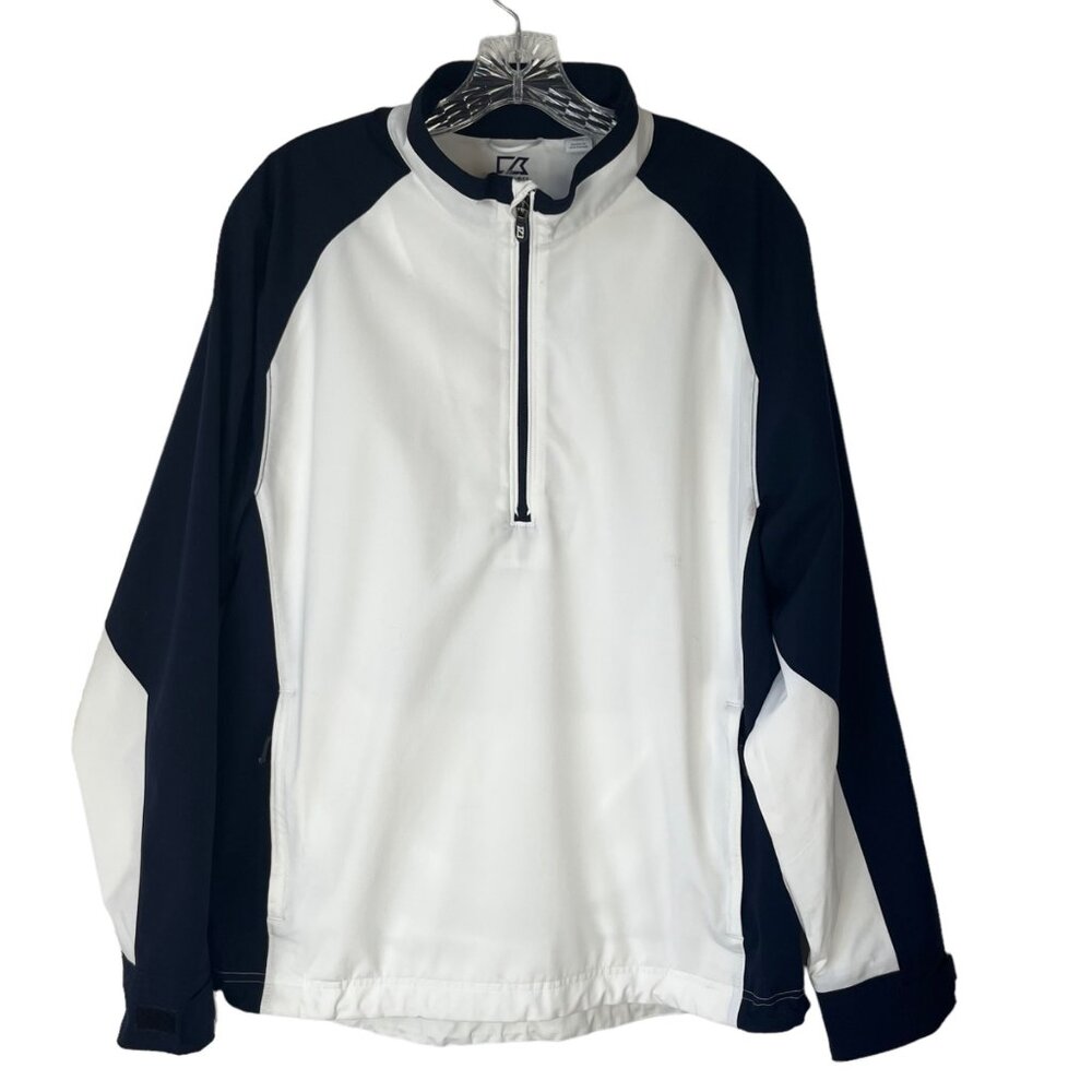 Cutter & Buck Pull Over 1/4 Zip Mens Medium White Golf Baseball Water Resistant
